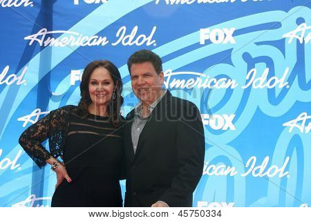 LOS ANGELES - MAY 16:  Peisha McPhee and Michael Orland arrive at the American Idol Season 12 Finale at the Nokia Theater at LA Live on May 16, 2013 in Los Angeles, CA