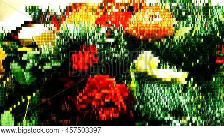A Bouquet Of Different Plants And Flowers In 8 Bit Color. The Original Composite Bouquet Of Differen