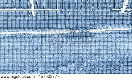 The Base Of The Fence In A Square Matrix. Several White Lines Of Various Orientations And Locations 