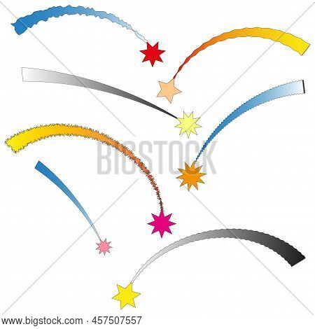 Vintage Shooting Stars Cartoon. Space Icon Set. Vector Illustration. Stock Image.