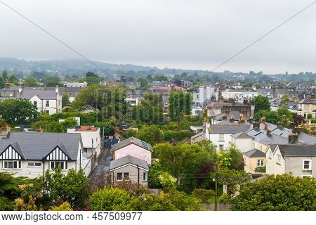 Aerial View Of Dun Laoghaire, Dublin County, Ireland, In A Cloudy Day