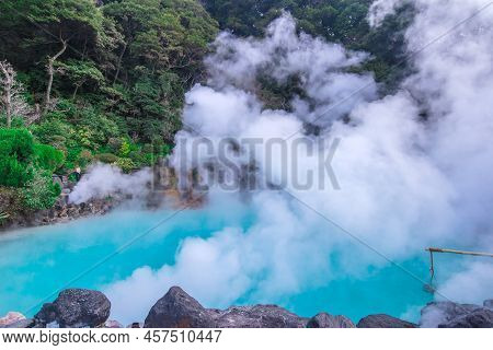 Hot Spring  (hell) Blue Water In Umi-zigoku In Beppu Oita, Japan