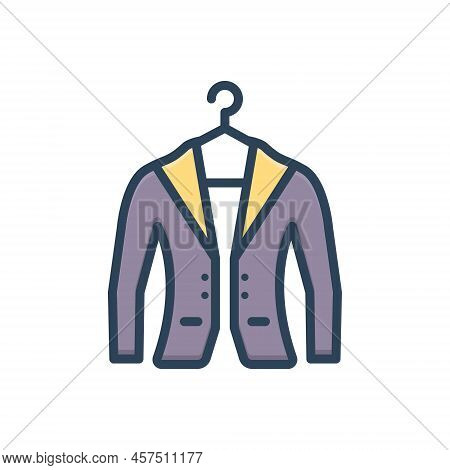 Color Illustration Icon For Dressed Formal Gentleman Jacket Costume Attire Clothes Coat Raiment Garm
