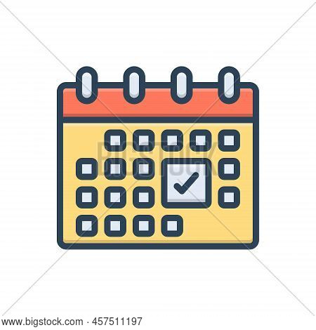 Color Illustration Icon For Annual Yearly Per-annum Report Summary Timeline Schedule Appointment Cal