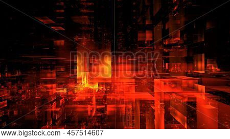 Digital Space Abstract Glowing Background. Digital Technologies, Data Transmission, Cloud Computing.