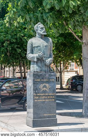 Zagreb, Croatia - June 2, 2022: Monument For Croatian Writer Duro Stjepan Dezelic.
