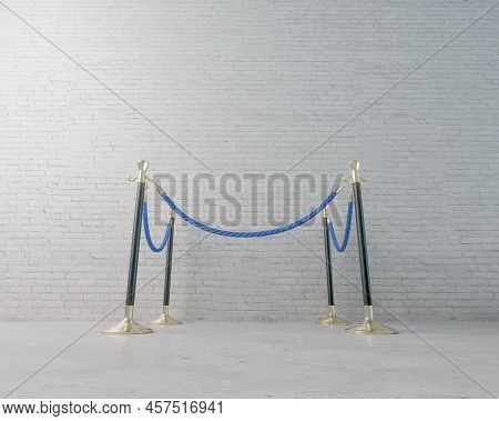 A Concept Showing An Empty Display Of Nothing Surrounded By Barrier Rope In A Light Museum Setting  