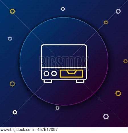 Line Old Video Cassette Player Icon Isolated On Blue Background. Old Beautiful Retro Hipster Video C