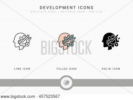Development Icons Set Vector Illustration With Solid Icon Line Style. Personal Skill Expertise Conce
