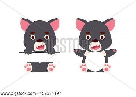 Cute Little Tasmanian Devil Split Monogram. Funny Cartoon Character For Kids T-shirts, Nursery Decor
