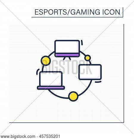 Local Area Network Color Icon. Combining Computers In Relatively Small Radius. Gaming Area. Cyberspo