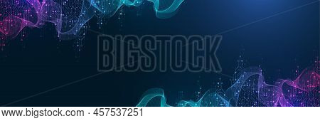 Quantum Computer Technologies Concept. Futuristic Blue Circuit Board Background Vector. Modern Techn