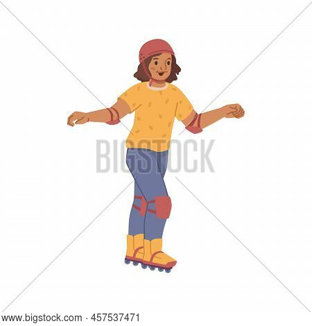 Roller Skating Girl, Young Woman Roller Skater, Rollerblading Teenager Active Trendy Leisure Time Ou