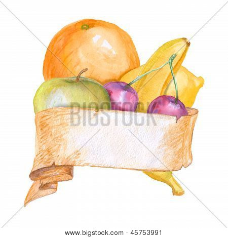 Obst Zusammensetzung Wasser Farbe Banner