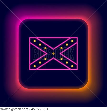 Glowing Neon Line National Flag Of The Confederate States Of America Icon Isolated On Black Backgrou