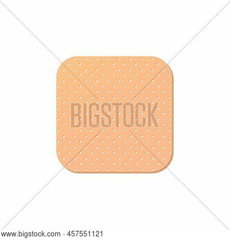 Square Plaster In Cartoon Style. Illustration Of Medical Plaster, Elastic Bandage Patches Of Differe