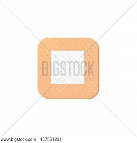 Medical Square Plaster In Cartoon Style. Illustration Of Medical Plaster, Elastic Bandage Patches Of