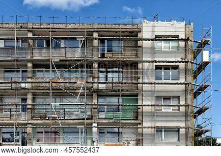 An Old Apartment Building Of Communist Construction Was Renovated With European Investment Funds. Pa