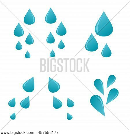 Different Cartoon Drops. Vector Illustration. Stock Image.