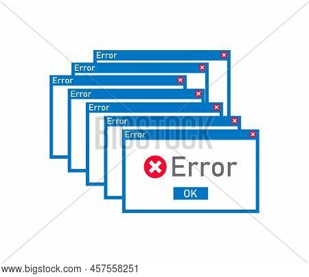 Many Error Messages. Computer Interface. Alert Message. Vector Illustration. Stock Image.
