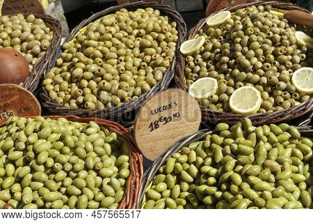 Lucques Olives (this Is A Special Brand) At The Farmers Market In The Provence, France