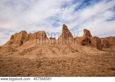Ruins Of The Ancient Fortress Ayaz Kala In The Kyzylkum Desert On The Territory Of Modern Uzbekistan