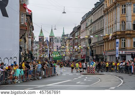 Copenhagen, Denmark - July 01, 2022: Spectators At The Tour De France In Norrebro District In The Ci