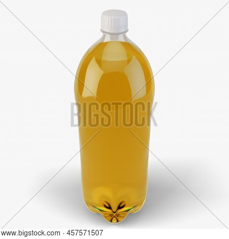 An Irregular Shaped Plastic Two Liter Orange Soda Bottle On An Isolated White Studio Background - 3d