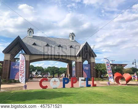 Red Blue White Colored Coppell Text At The Special Event To Celebrate Independence Day Andrew Brown