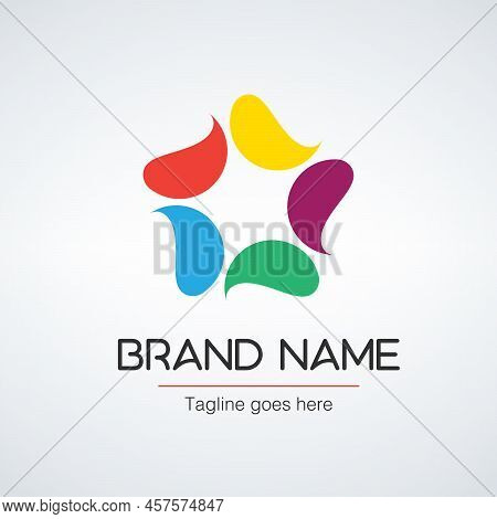 Five Point Star Logo Design Vector Template. Creative Media Social Logotype Concept Icon. Stock Vect