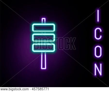 Glowing Neon Line Korean Food Tokpokki Icon Isolated On Black Background. Colorful Outline Concept. 