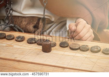 Ludus Latrunculorum, Or Latrunculi, Is An Ancient Roman Strategy Game. Reconstruction Of Board Games