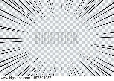 Manga Speed Burst Frame. Radial Anime Speed Lines. Crash Zoom Effect For Comic Book. Radial Lines Ov