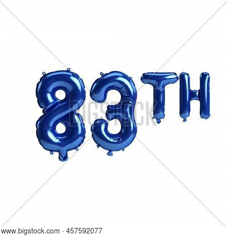 3d Illustration Of 83th Blue Balloons Isolated On White Background