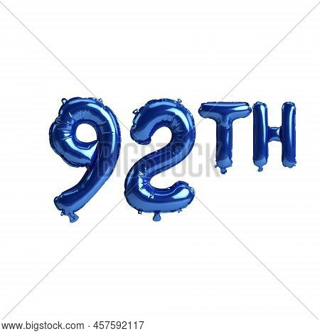 3d Illustration Of 92th Blue Balloons Isolated On White Background