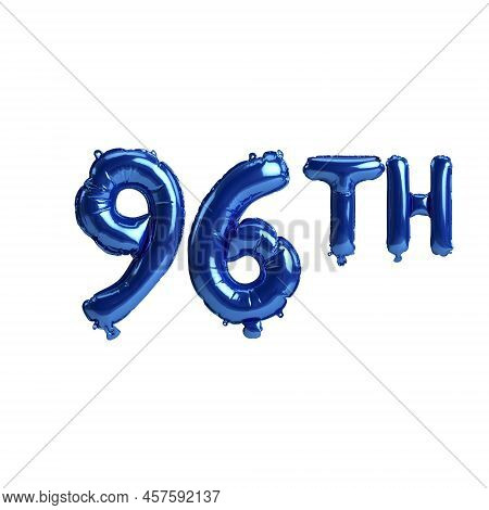 3d Illustration Of 96th Blue Balloons Isolated On White Background