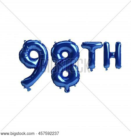 3d Illustration Of 98th Percent Blue Balloons Isolated On White Background