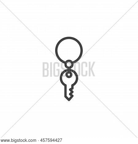 Key With Keyring Line Icon. Linear Style Sign For Mobile Concept And Web Design. Key Chain Outline V