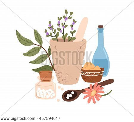Herbs, Herbal Natural Pills. Medications, Supplements From Wild Healing Plants. Organic Pharmacy, Na