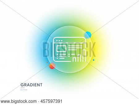 Web Report Line Icon. Gradient Blur Button With Glassmorphism. Column Graph Sign. Growth Diagram Sym