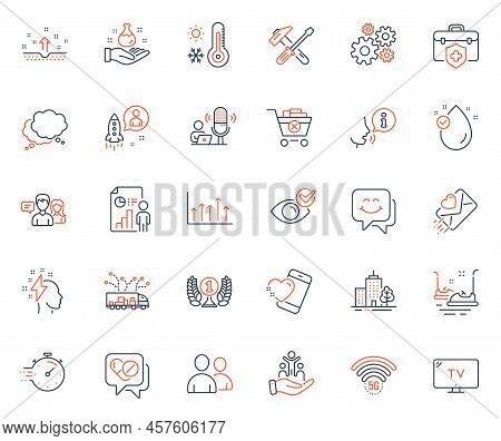 Business Icons Set. Included Icon As Heart, Tv And People Talking Web Elements. Business Report, Smi