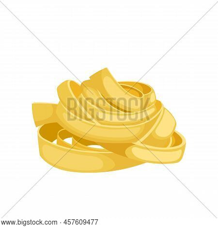Tagliatelle Pasta Cartoon. Italian Sauce, Raw Cooked Nest, Macaroni Food Tagliatelle Pasta Vector Il