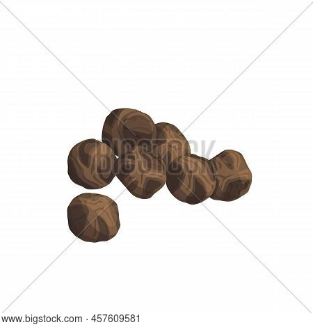 Black Pepper Grain Cartoon Vector Whole Seed, Condiment Pile, Hot Corn Color Illustration