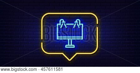 Neon Light Speech Bubble. Road Ads Banner Line Icon. Advertisement Symbol. Business Offer Sign. Neon