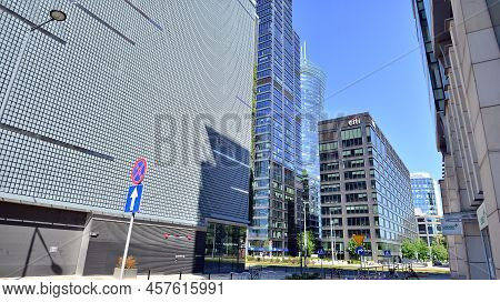 Warsaw, Poland. 3 July 2022. Roundabout Daszynski. Skyscrapers In The Financial District Of Downtown