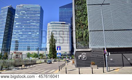Warsaw, Poland. 3 July 2022. Roundabout Daszynski. Skyscrapers In The Financial District Of Downtown