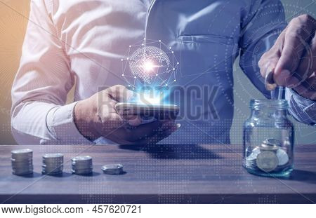 Online Banking Savings Concept, Online Investment Savings, Online Stock Investors, Internet Financia