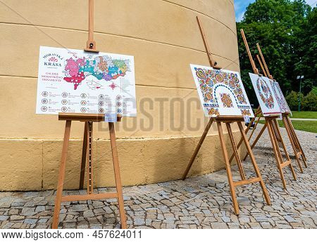 Straznice, Czech Republic - June 23, 2022 International Folklore Festival Exhibition Of Folk Ornamen