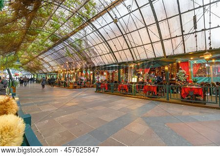Gramado, Rs, Brazil - May 17, 2022: View Of Rua Coberta Street, A Covered Street With Restaurants An