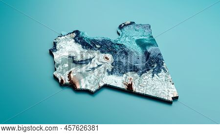Topographic Libya Map Hypsometric Libyan Elevation Tint Spectral Shaded Relief Map 3d Illustration